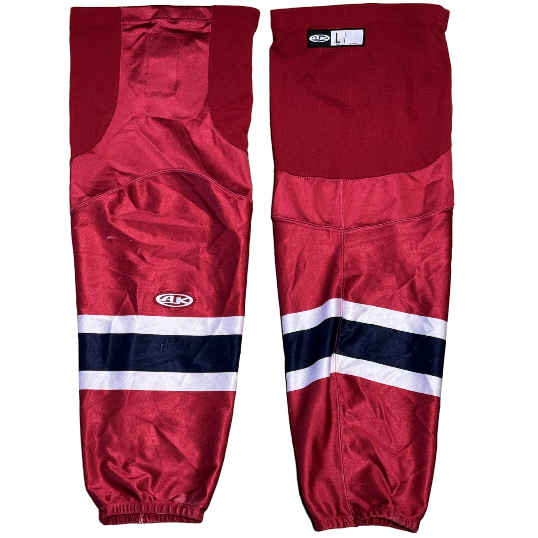 ECHL - Chaussettes de hockey AK d'occasion (rouge/bleu marine/blanc)